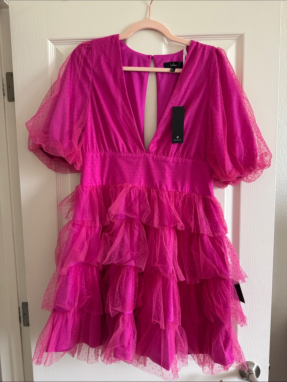 Lulu's Hot Pink Layered Tulle Dress